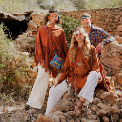 Hippie pončo hnědé